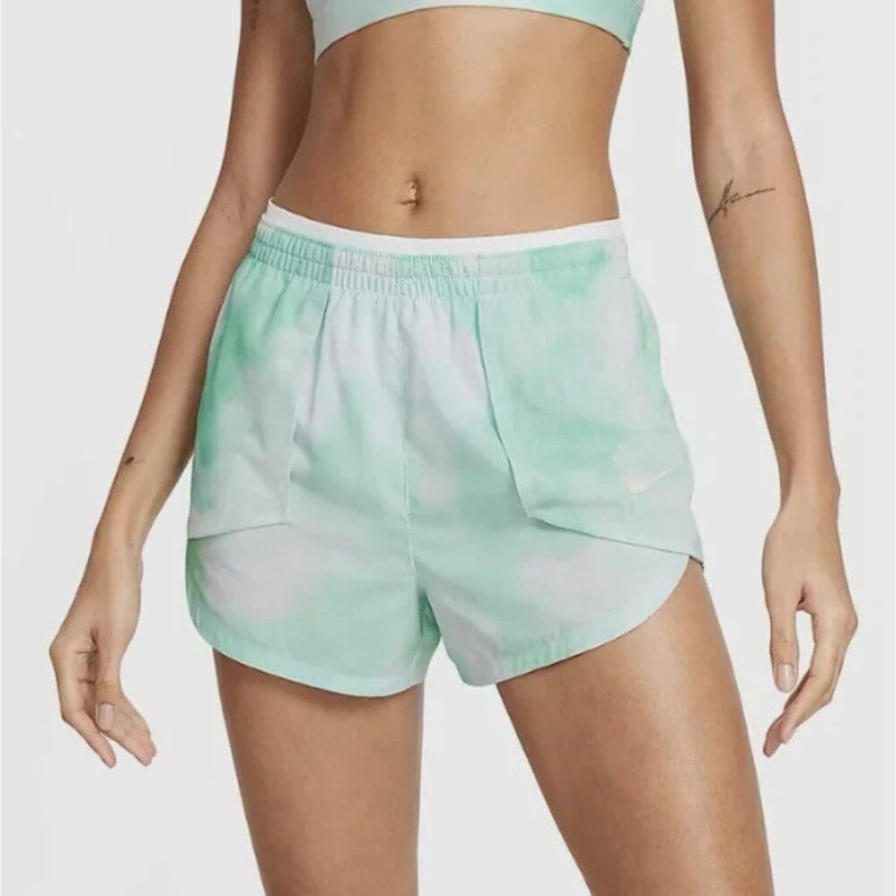 Nike Tempo Luxe Icon Clash Running Shorts Tie Dye Green‎ Size L
